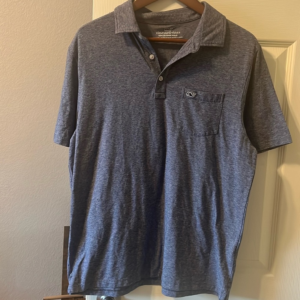 Men's med vineyard vines edgartown polo- blue, pocket with whale